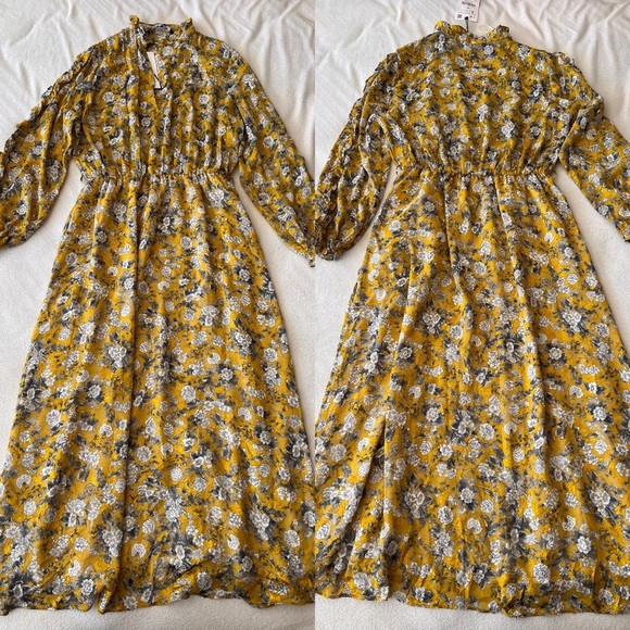 NWT ZARA Floral Print Chiffon Boho Midi Dress S - Picture 4 of 14